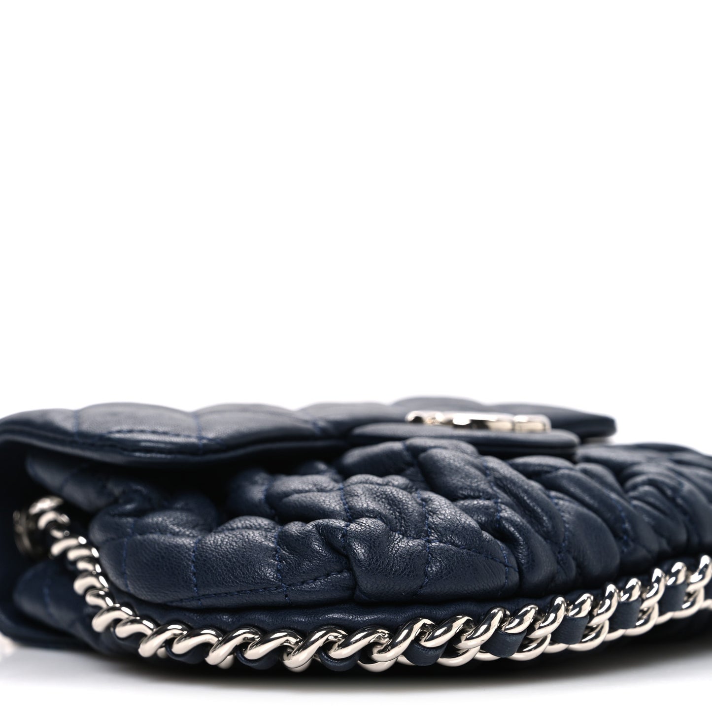 Washed Lambskin Quilted Mini Chain Around Messenger Navy Blue