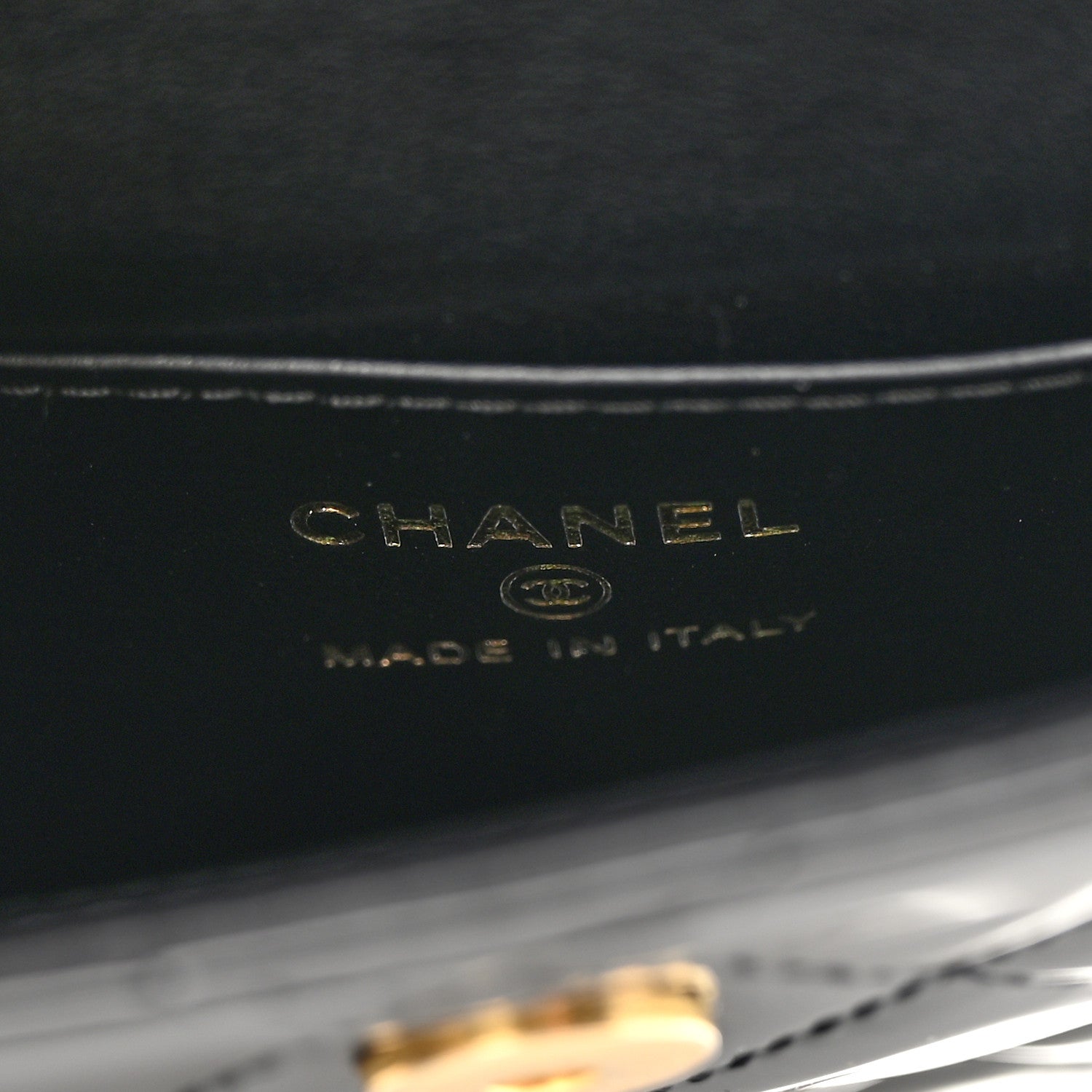 Chanel Patent Calfskin Quilted Chain Hoop Bag Black 6 of 10