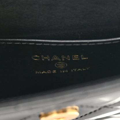 Chanel Patent Calfskin Quilted Chain Hoop Bag Black 6 of 10