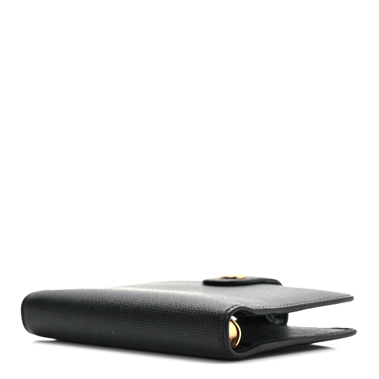 Grained Calfskin CC Button Pocket Agenda Cover Black