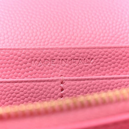 Saint Laurent Grain De Poudre Matelasse Chevron Monogram Chain Wallet Indian Pink 7 of 12