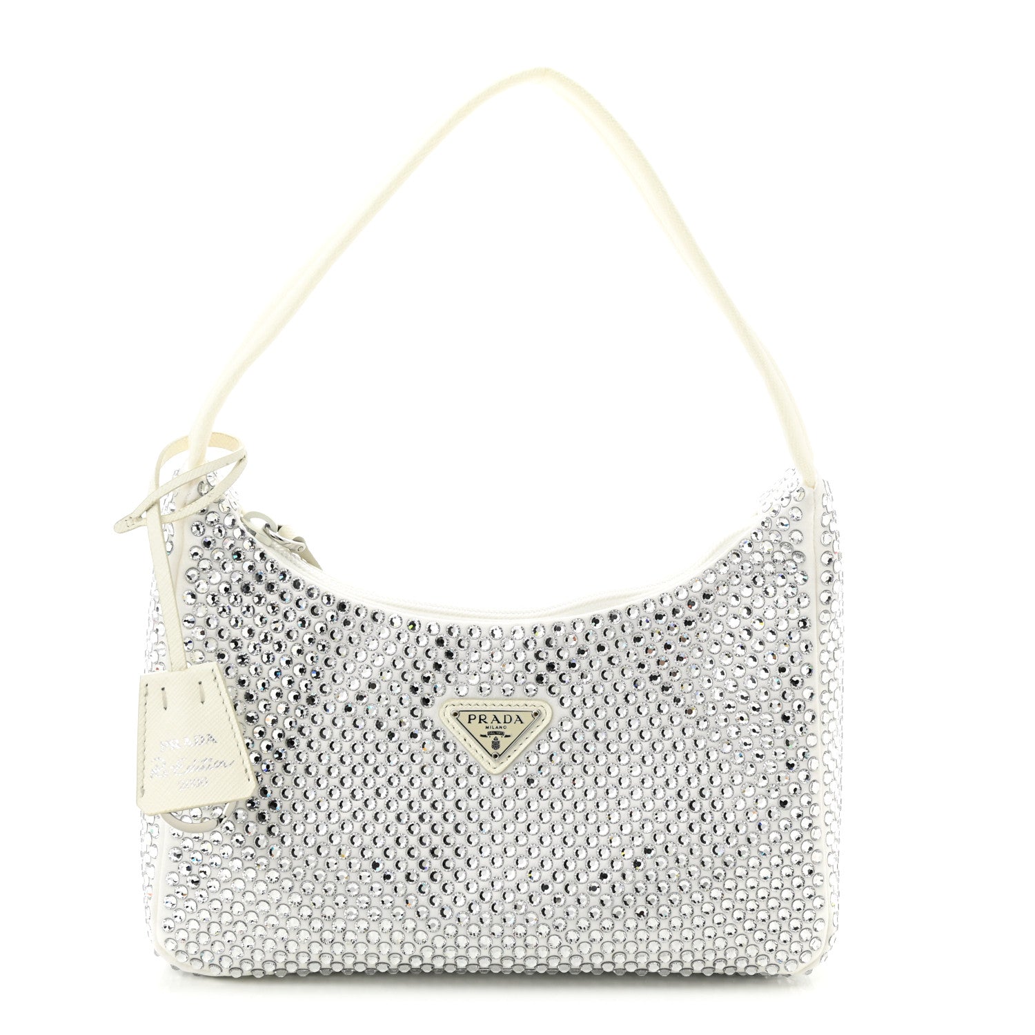 Prada Satin Crystal Mini Re-Edition 2000 Bag White 1 of 10
