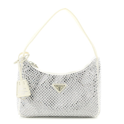 Prada Satin Crystal Mini Re-Edition 2000 Bag White 1 of 10