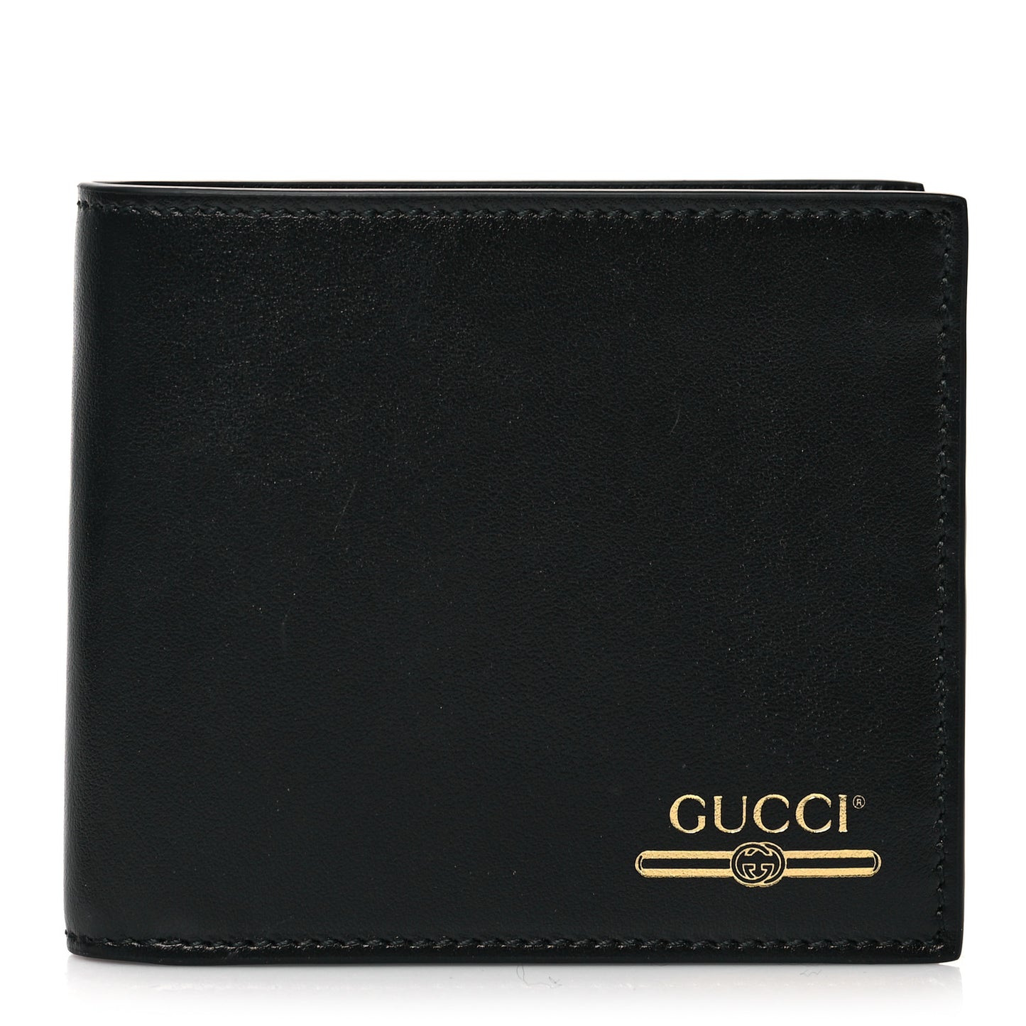 Plutone Calfskin Logo Bi-Fold Wallet Black