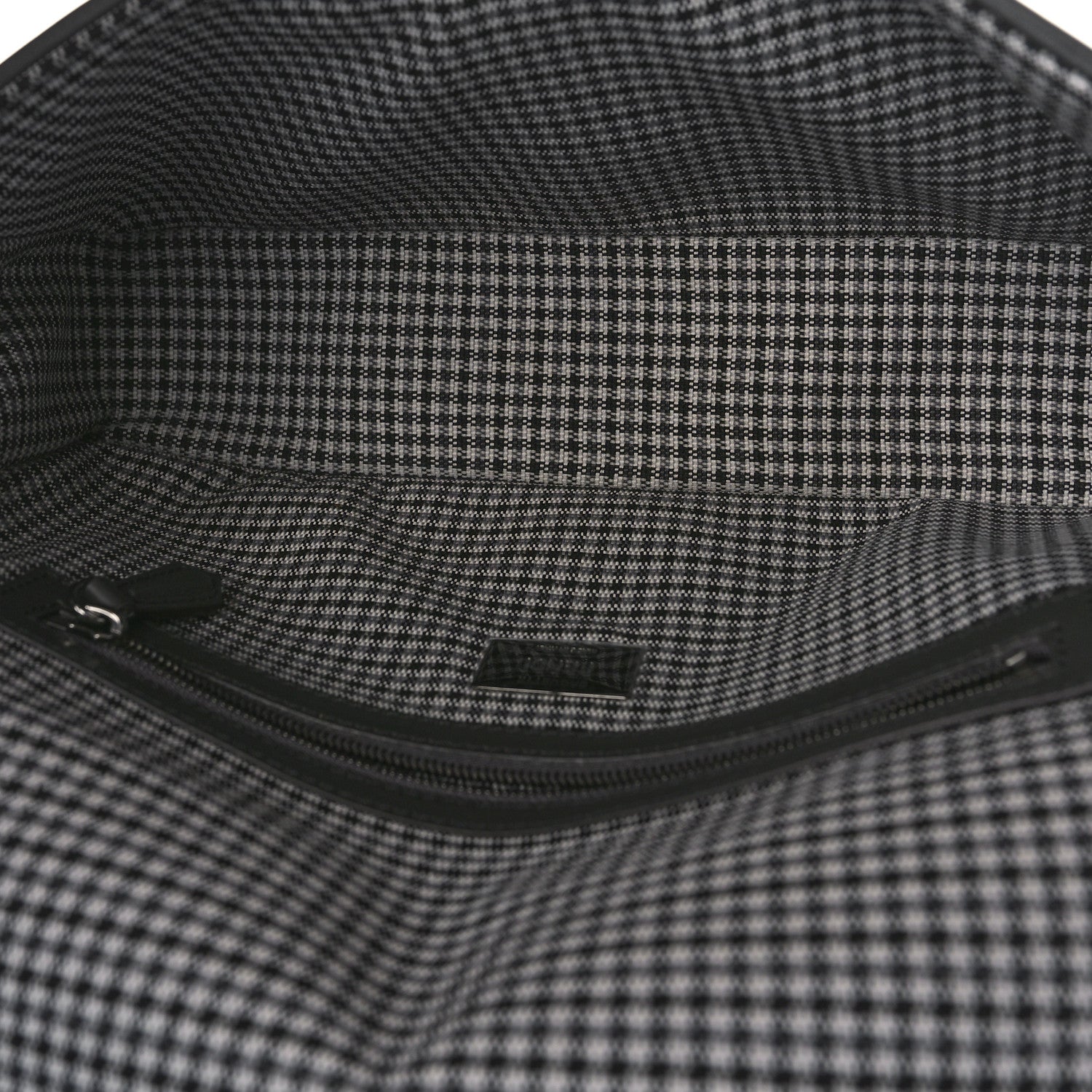 Fendi Wool Vitello King Houndstooth FF Embroidered Baguette Grigio Anthracite 5 of 8