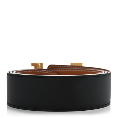 Hermes Tadelakt Epsom 42mm Constance 2 H Belt 105 Black Gold 2 of 5