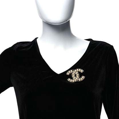 Chanel CC Pearl Brooch Pin Gold 2 of 4