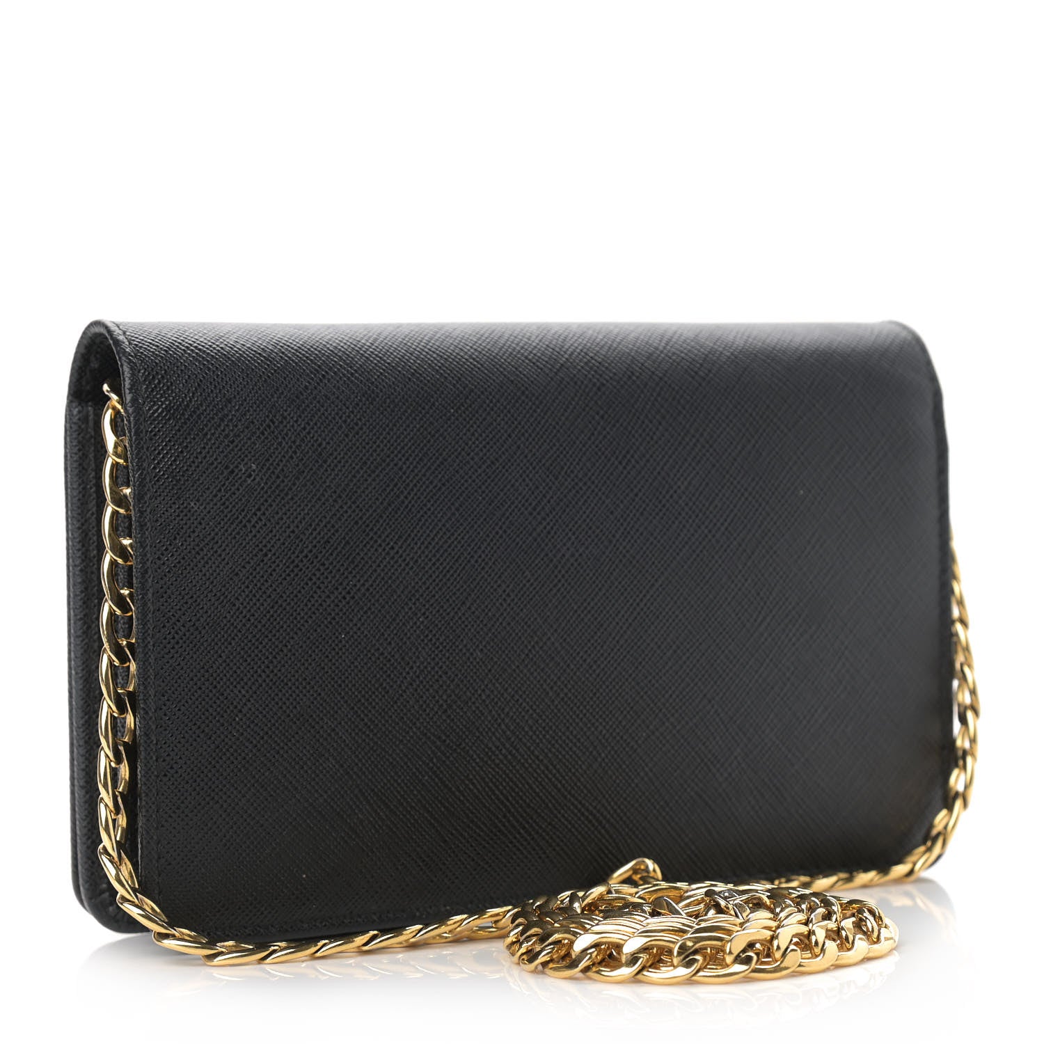 Prada Saffiano Bandoliera Flip Lock Chain Crossbody Bag Black 3 of 11