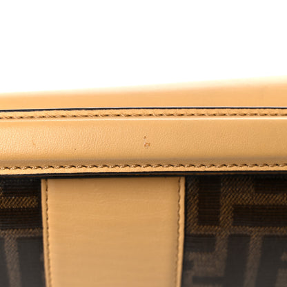 Fendi Vitello Grace Glazed Fabric FF 1974 Double F Shoulder Bag Alchemy Mogano Panna 14 of 16