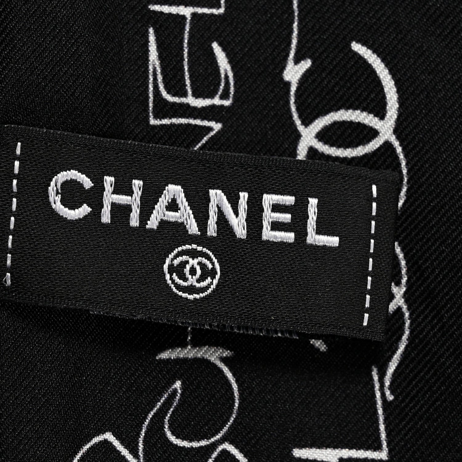 Chanel Silk Slim Bandeau Scarf Black White 3 of 4