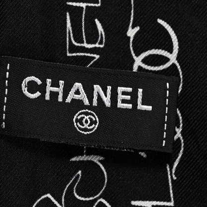 Chanel Silk Slim Bandeau Scarf Black White 3 of 4