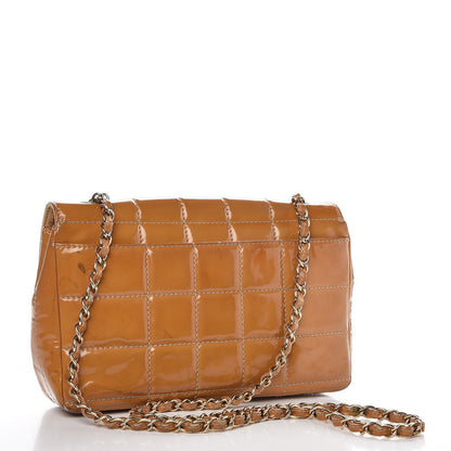 Chanel Patent Quilted Medium Chocolate Bar Flap Tan 3 of 20
