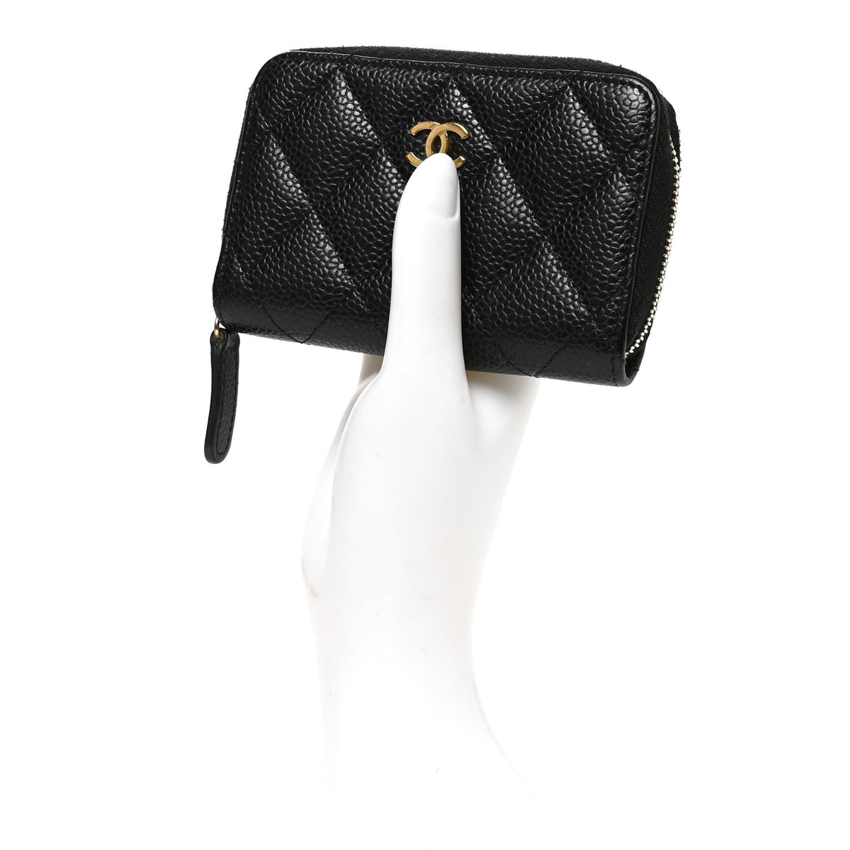 Caviar Quilted Zip Coin Purse Black