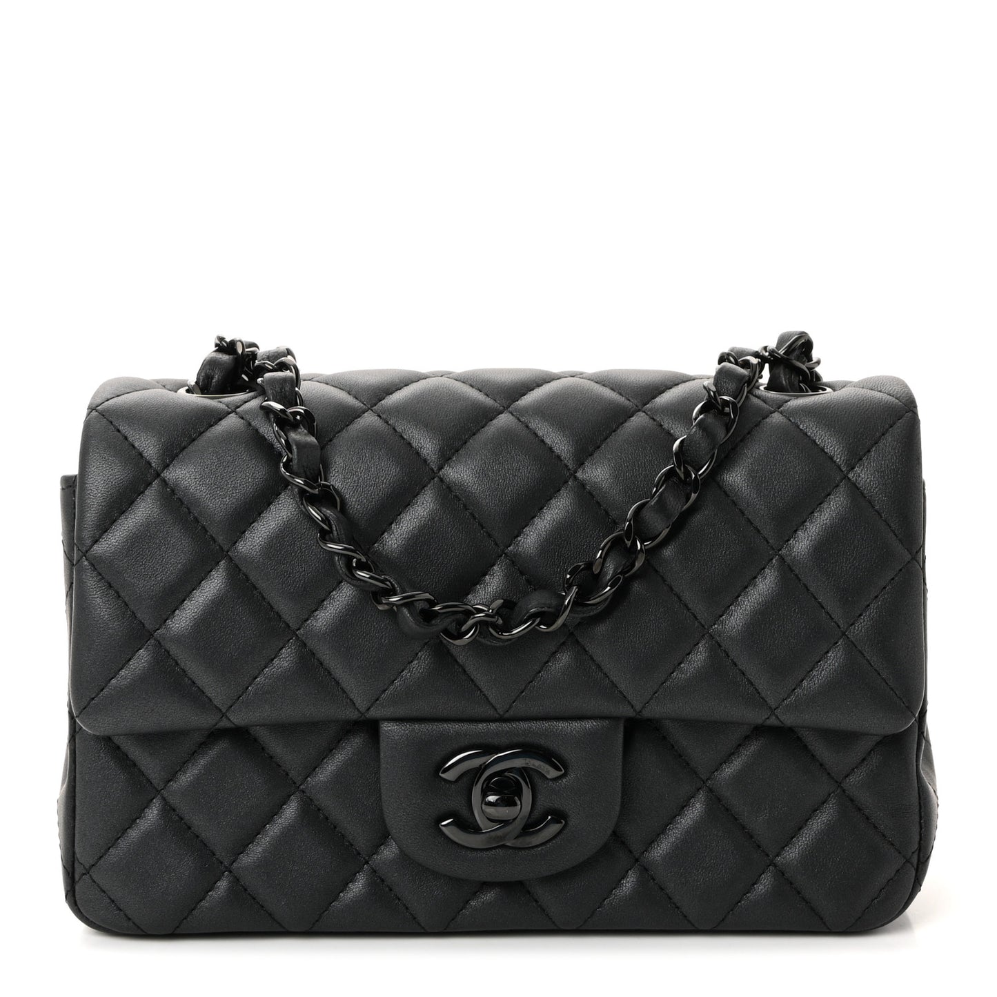 Lambskin Quilted Mini Rectangular Flap So Black