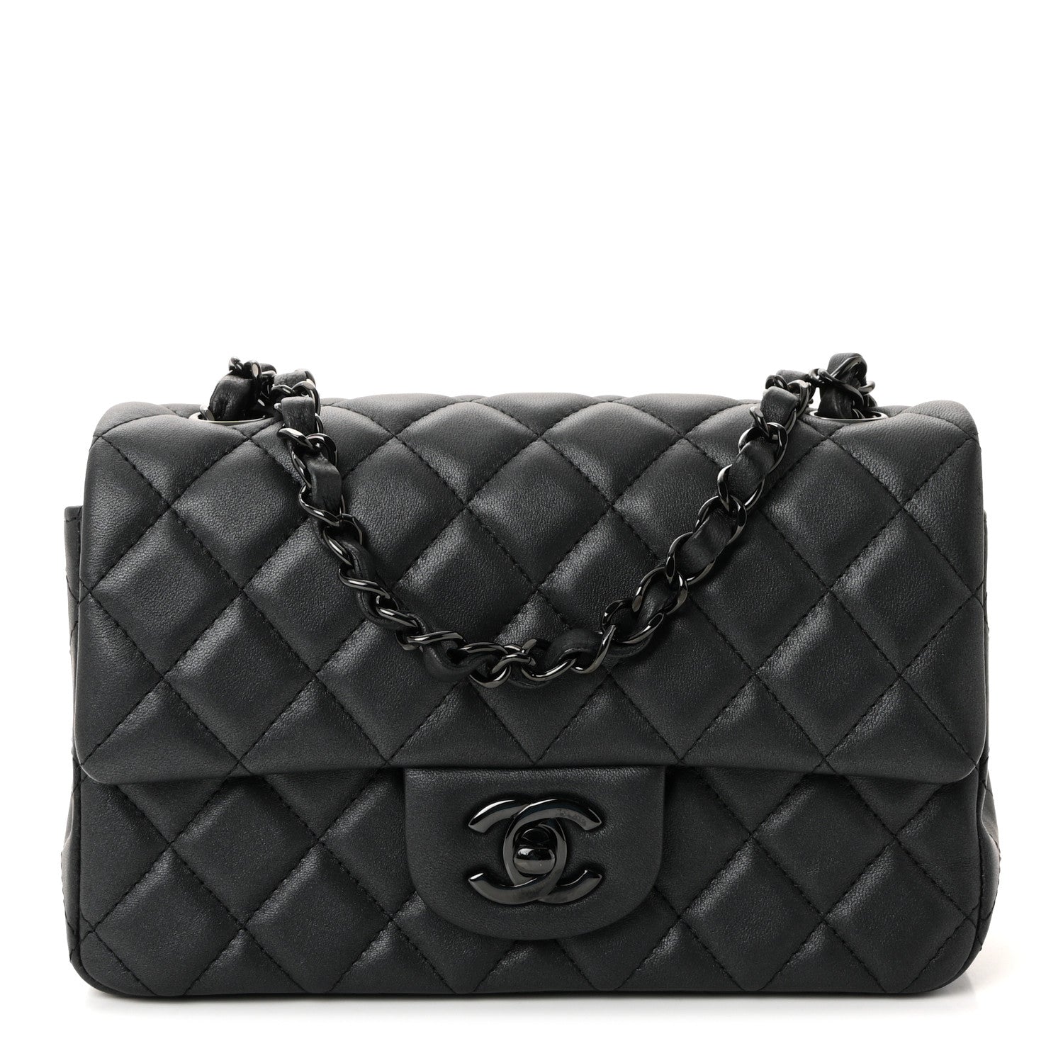Chanel Lambskin Quilted Mini Rectangular Flap So Black 1 of 11