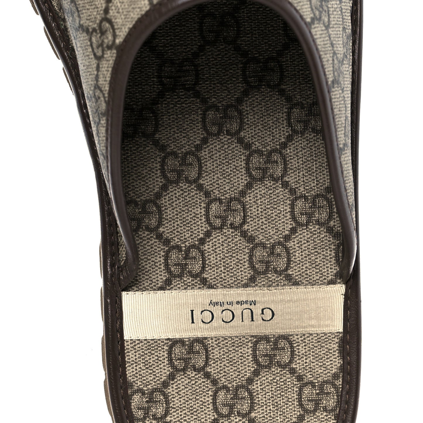 GG Supreme Monogram Miro Soft Calfskin Men's Horsebit Slippers 10 Beige Ebony New Acero