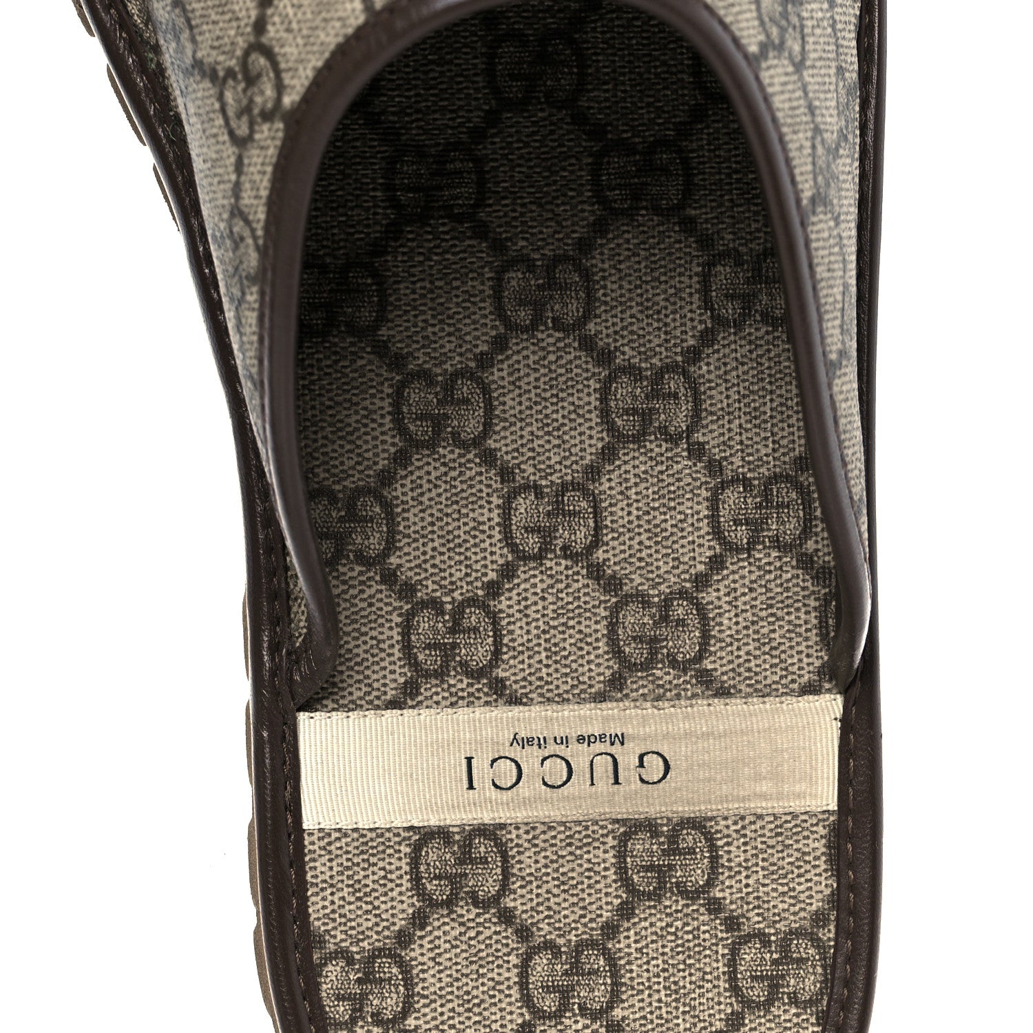 Gucci GG Supreme Monogram Miro Soft Calfskin Men's Horsebit Slippers 10 Beige Ebony New Acero 13 of 20