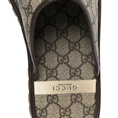 Gucci GG Supreme Monogram Miro Soft Calfskin Men's Horsebit Slippers 10 Beige Ebony New Acero 13 of 20