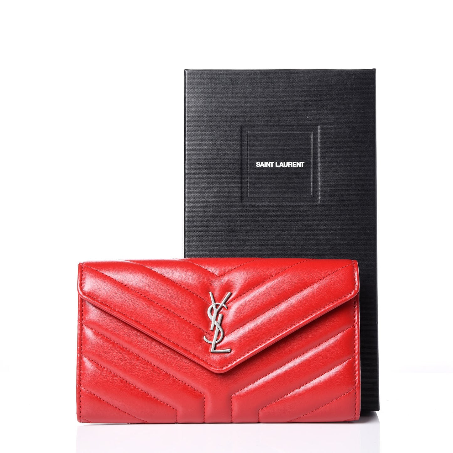 Lambskin Y Quilt Monogram Large Loulou Flap Wallet Rouge Eros
