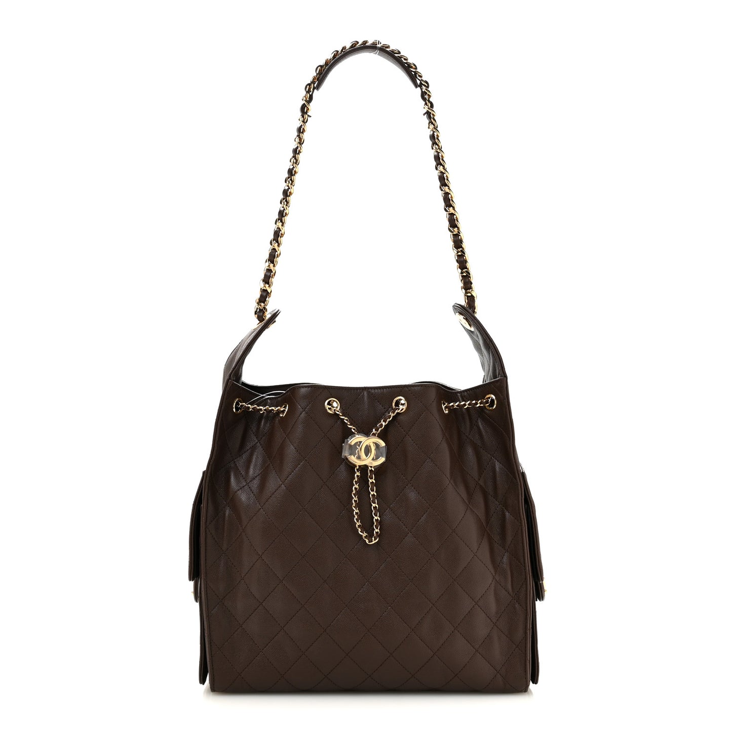Caviar Quilted Medium Chanel 25 Handbag Dark Brown