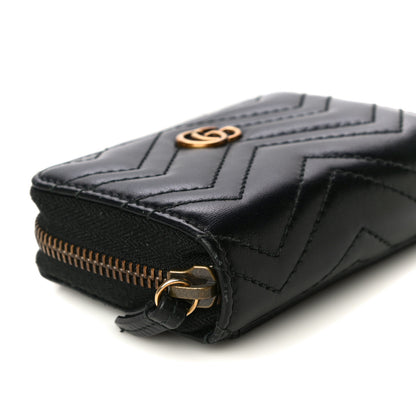 Gucci Calfskin Matelasse GG Marmont Zip Around Card Case Black 8 of 13