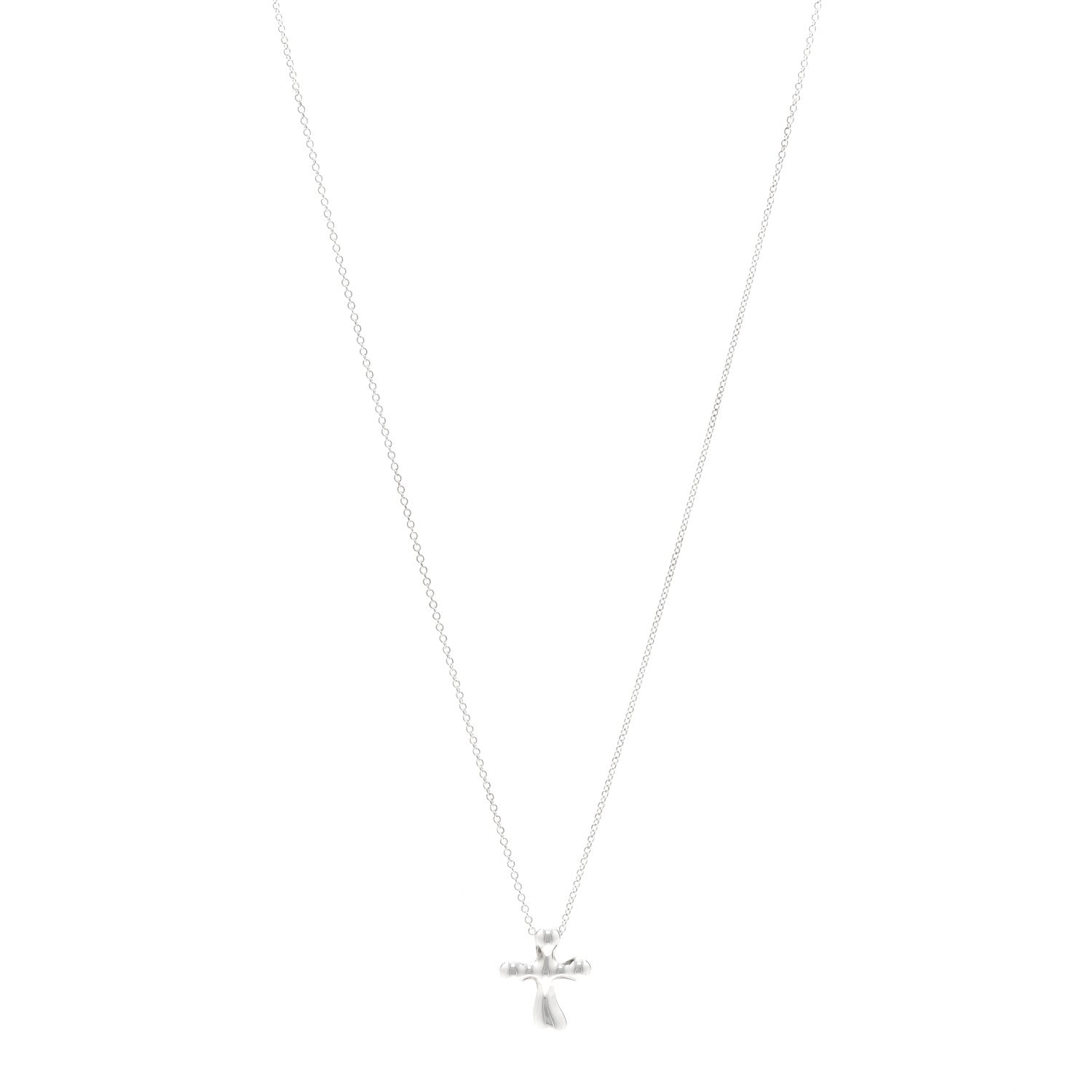 Tiffany Sterling Silver 12mm Elsa Peretti Cross Pendant Necklace 1 of 5