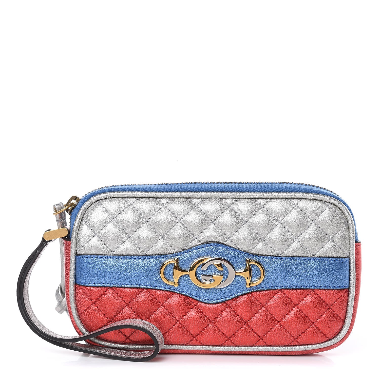 Gucci Laminated Nappa Trapuntata Zumi iPhone Case Rosso Marine Argento 1 of 8