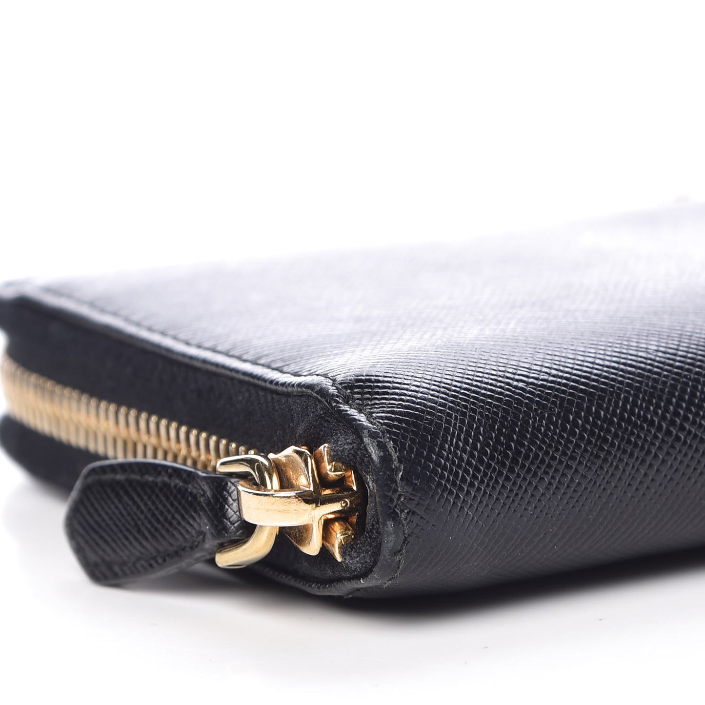 Saffiano Metal Zip Around Wallet Black