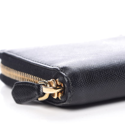 Prada Saffiano Metal Zip Around Wallet Black 8 of 9