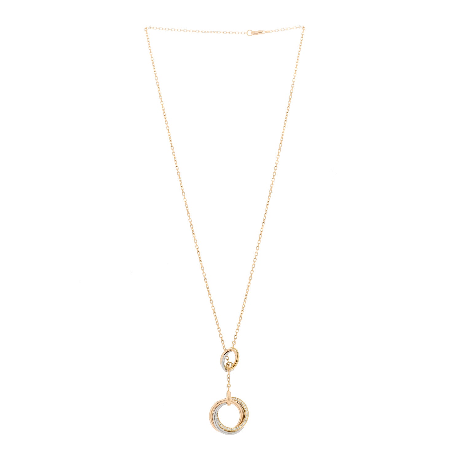 Cartier 18K Pink Yellow White Gold Diamond Trinity Lariat Necklace 5 of 8