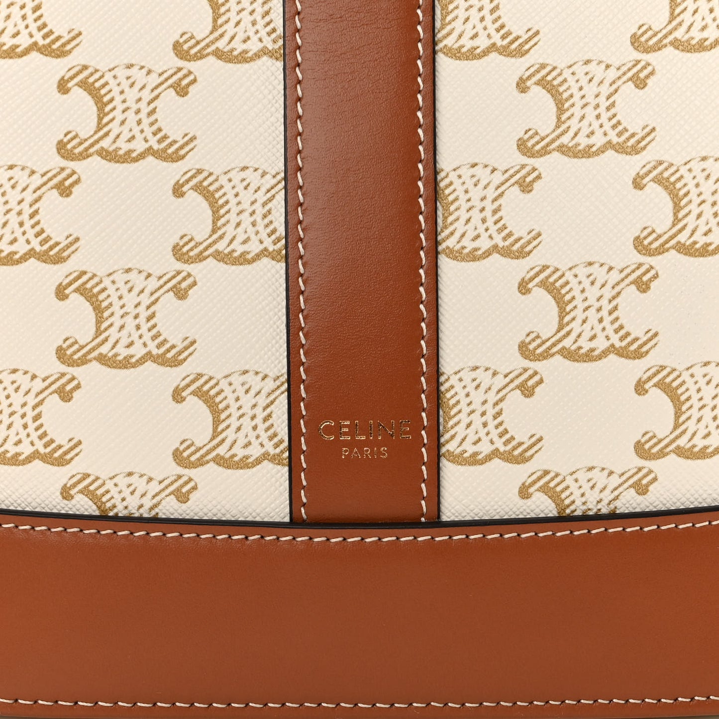 Triomphe Canvas Calfskin Small Bucket Bag White