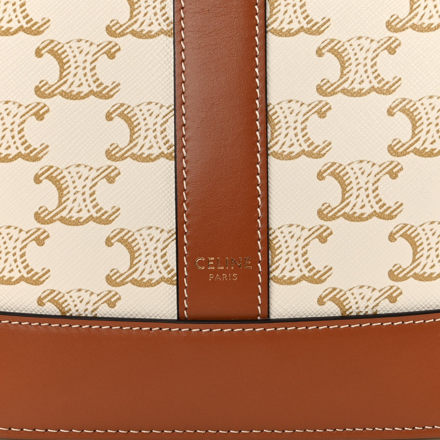Celine Triomphe Canvas Calfskin Small Bucket Bag White 6 of 10