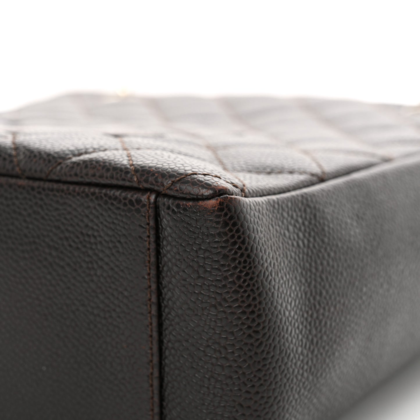 Caviar Quilted Petit Shopping Tote PST Dark Brown