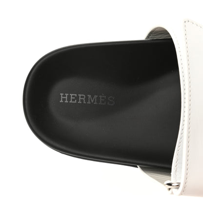 Hermes Calfskin Womens Chypre Sandals 37 White 5 of 9