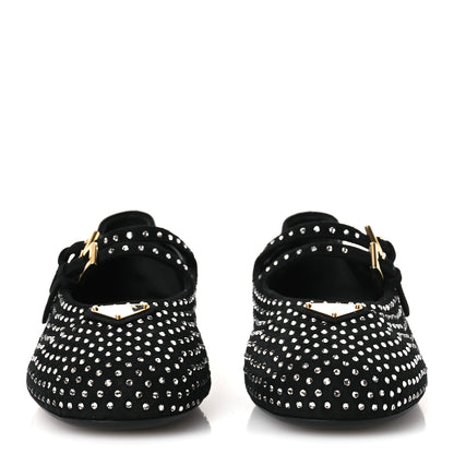Prada Suede Crystal Studded Ballerina Flats 37 Black 3 of 12
