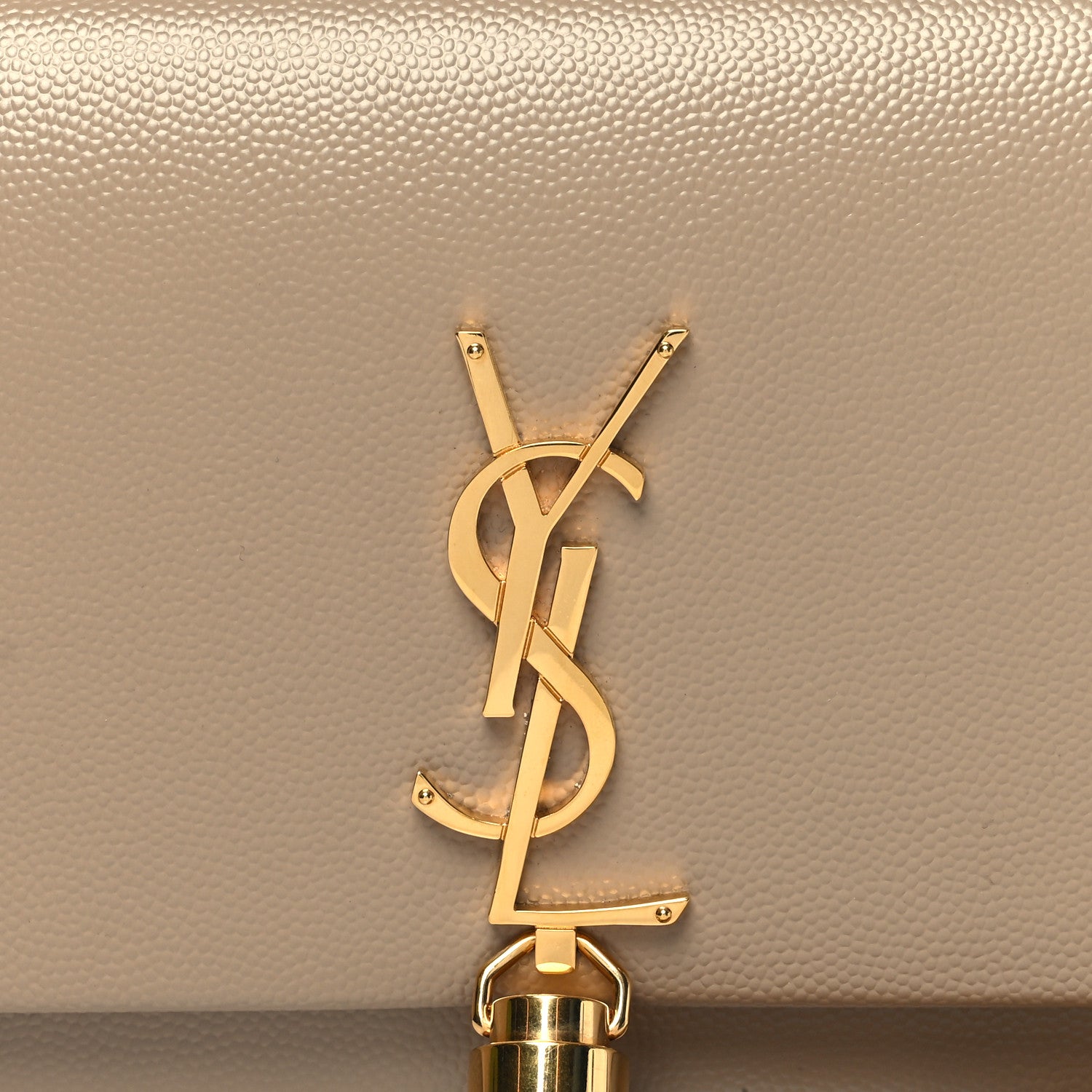 Saint Laurent Grain De Poudre Classic Monogram Kate Tassel Chain Wallet Dark Beige 8 of 11