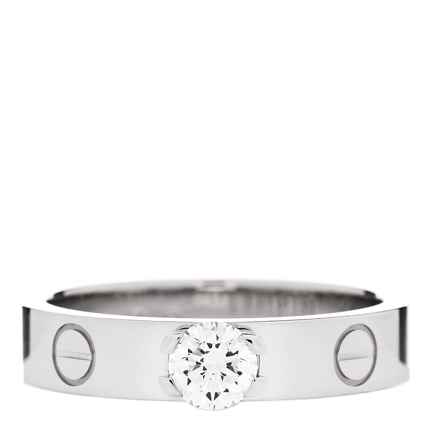 18K White Gold Diamond .24ct LOVE Solitaire Engagement Ring 49 4.75