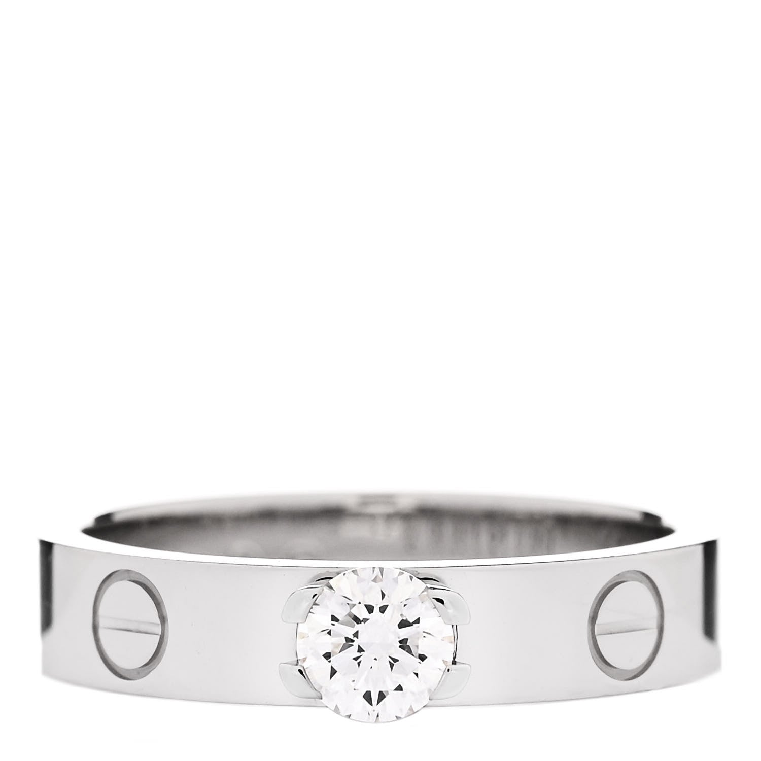 Cartier 18K White Gold Diamond .24ct LOVE Solitaire Engagement Ring 49 4.75 1 of 7
