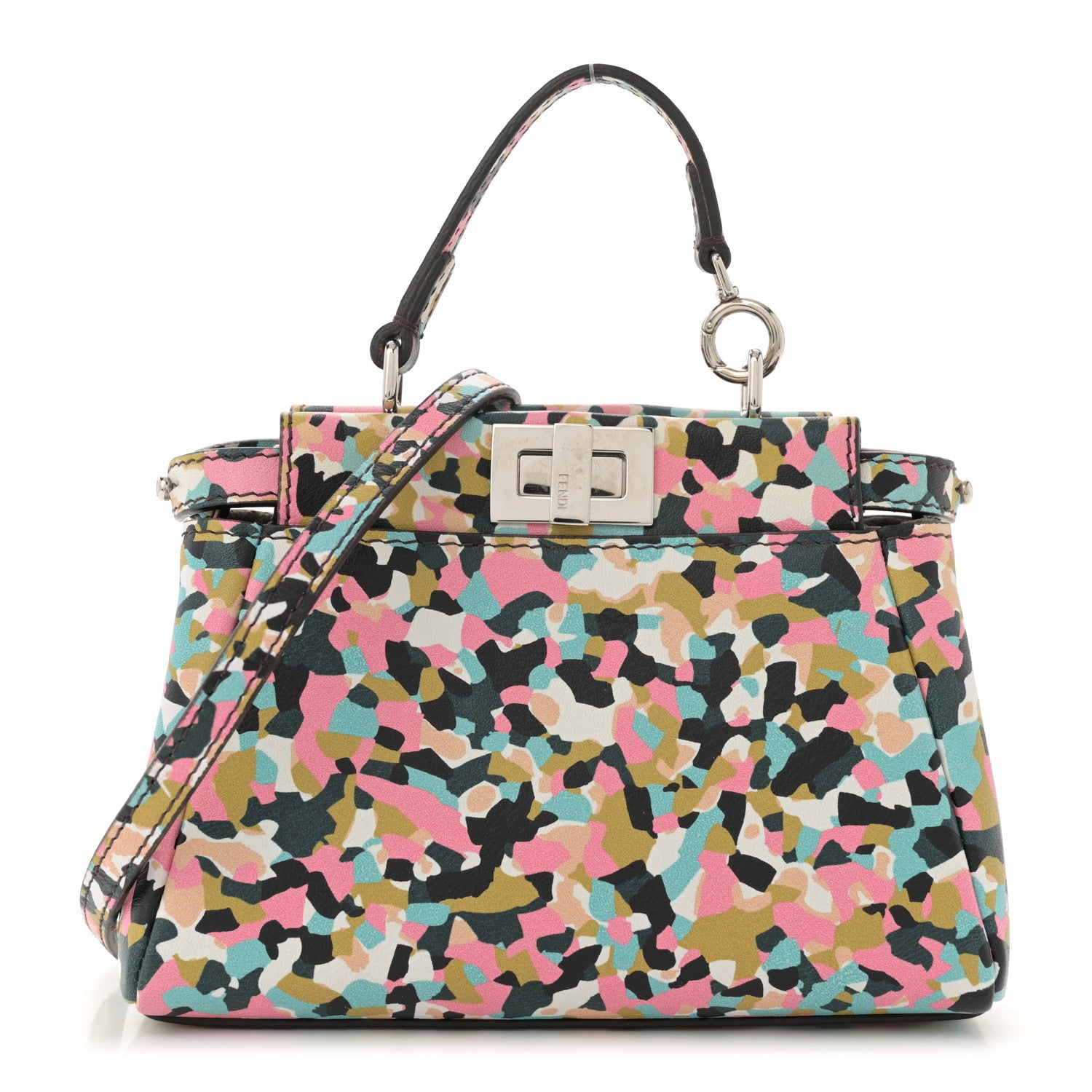 Fendi Vitello Seta Granite Micro Peekaboo Iconic Satchel Multicolor 1 of 13