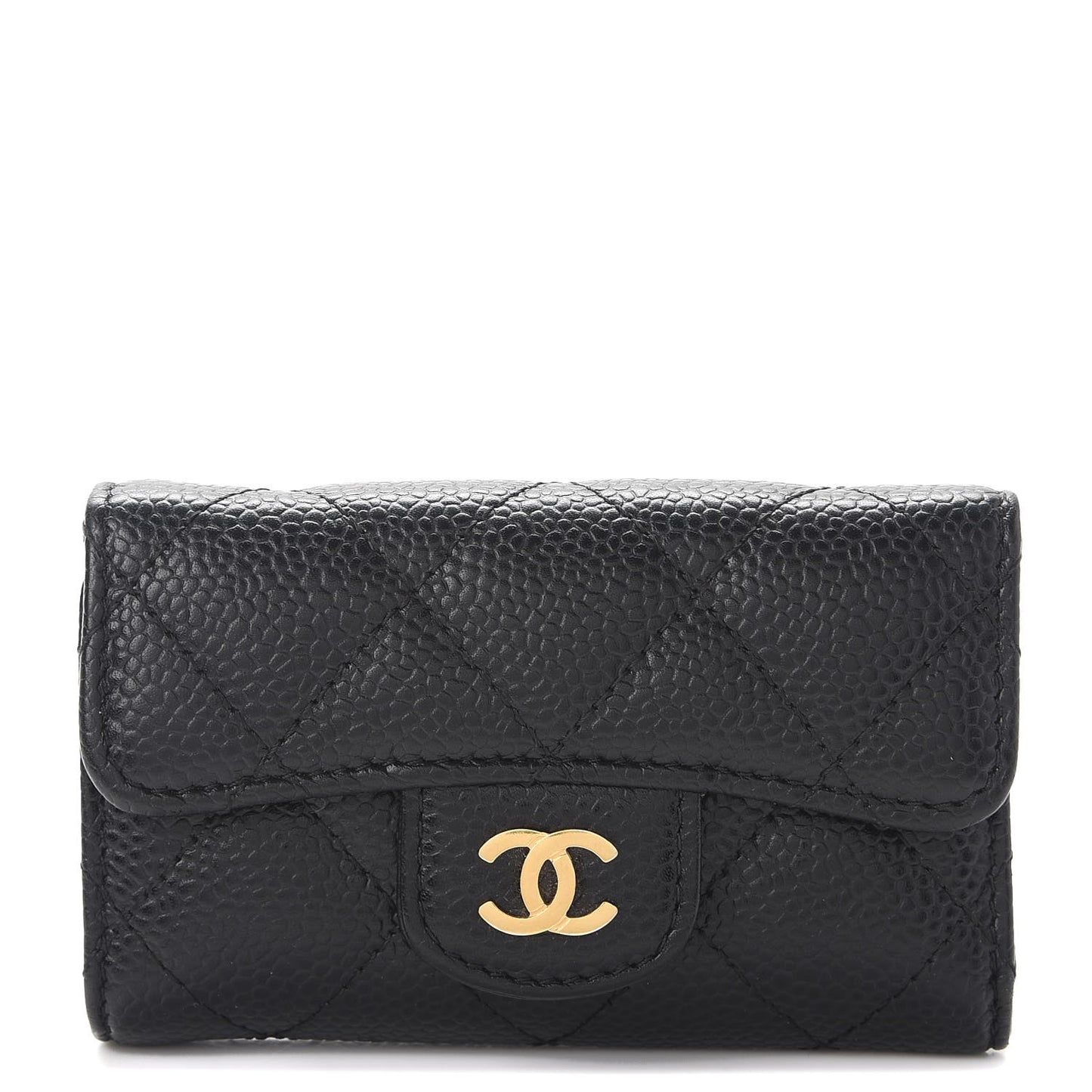 Caviar Quilted 6 Key Holder Black