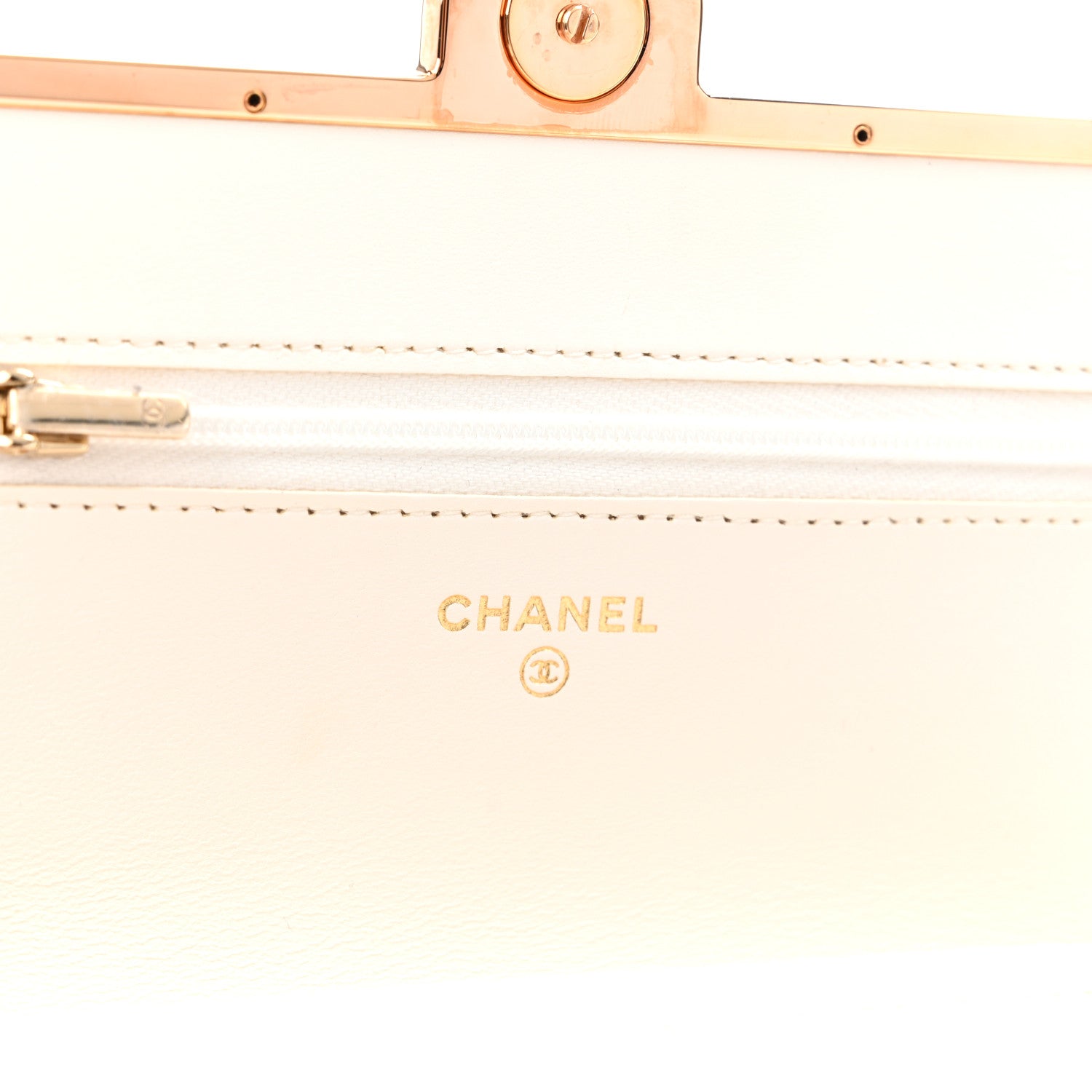 Chanel Lambskin Quilted Frame Wallet On Chain WOC White 6 of 18