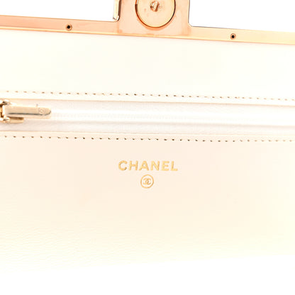 Chanel Lambskin Quilted Frame Wallet On Chain WOC White 6 of 18