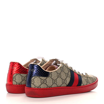 Gucci GG Supreme Monogram Ayers Mens New Ace Low-Top Sneaker 36 Beige Red 4 of 8