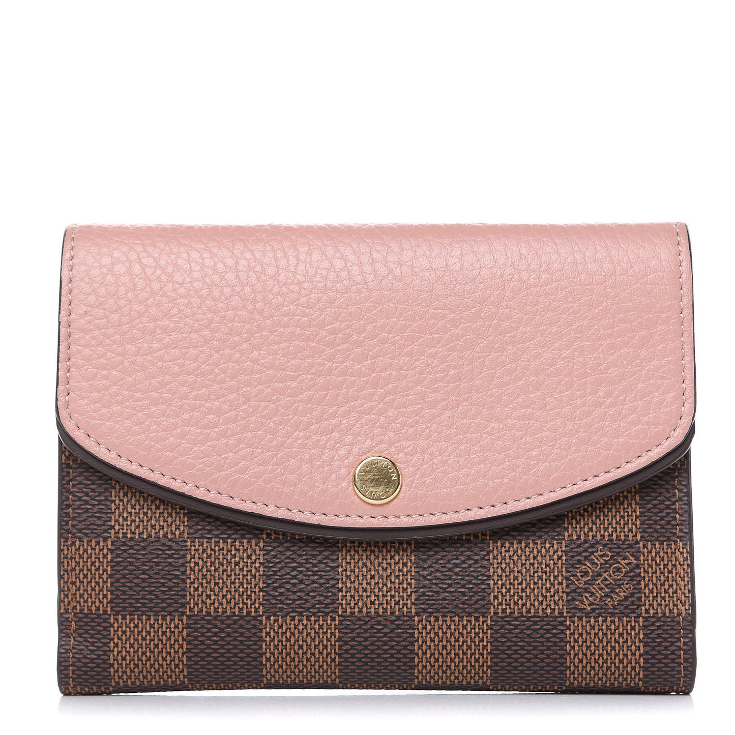 Damier Ebene Normandy Compact Wallet Rose Ballerine