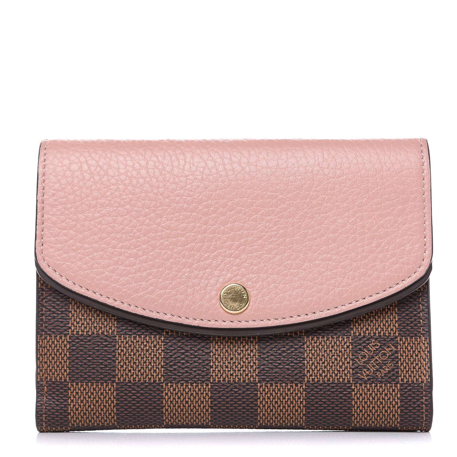 Louis Vuitton Damier Ebene Normandy Compact Wallet Rose Ballerine 1 of 9