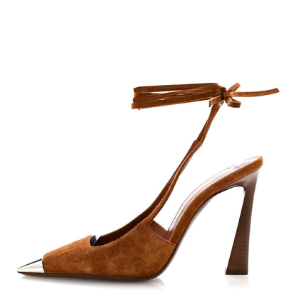 Saint Laurent Suede Blade 105 Slingback Pumps 36.5 Brown 1 of 10