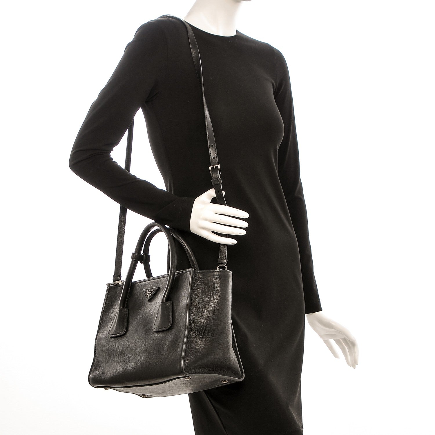 Prada Glace Calf Twin Pocket Tote Nero Black 2 of 8