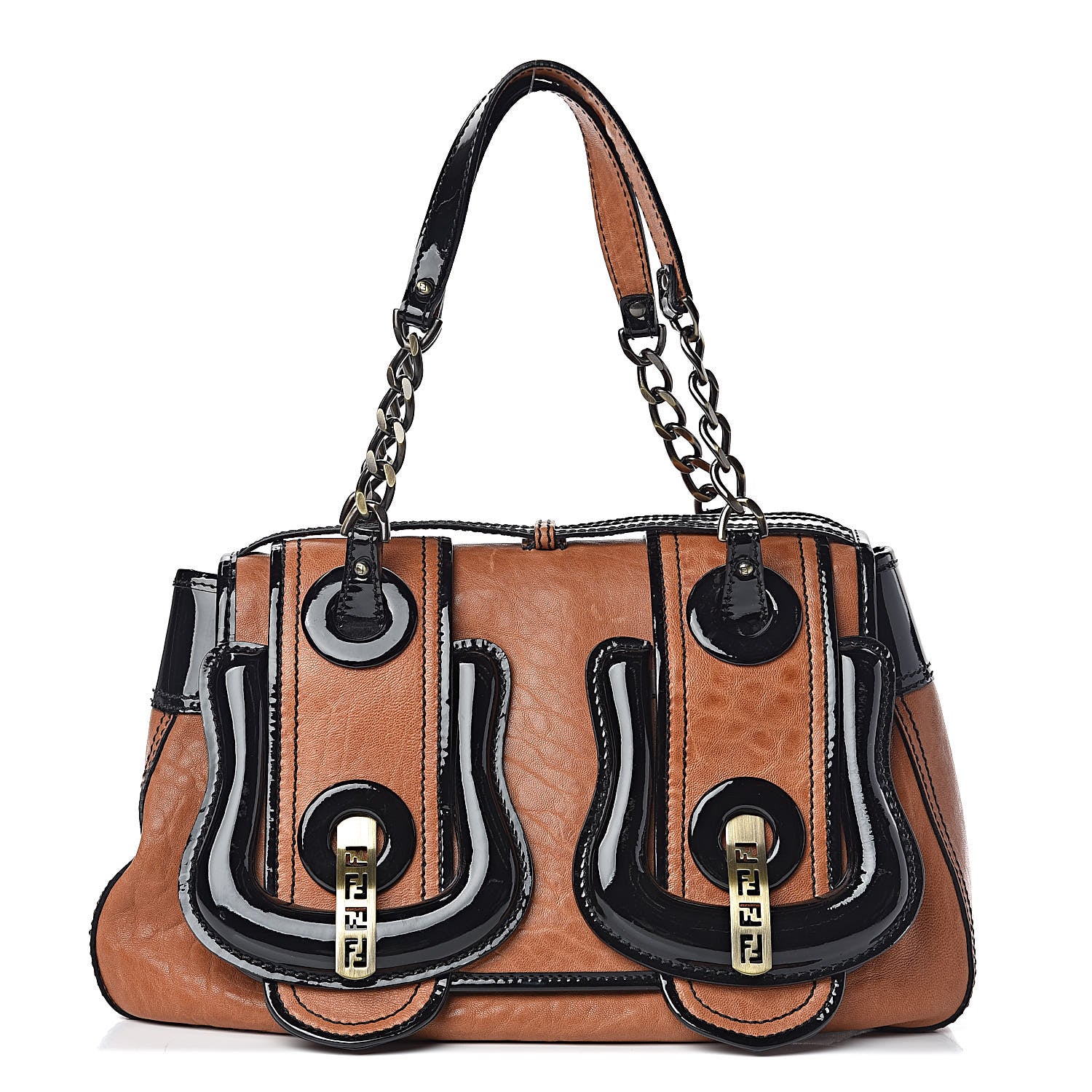 Fendi Nappa Patent B Bag Osso Black 1 of 11