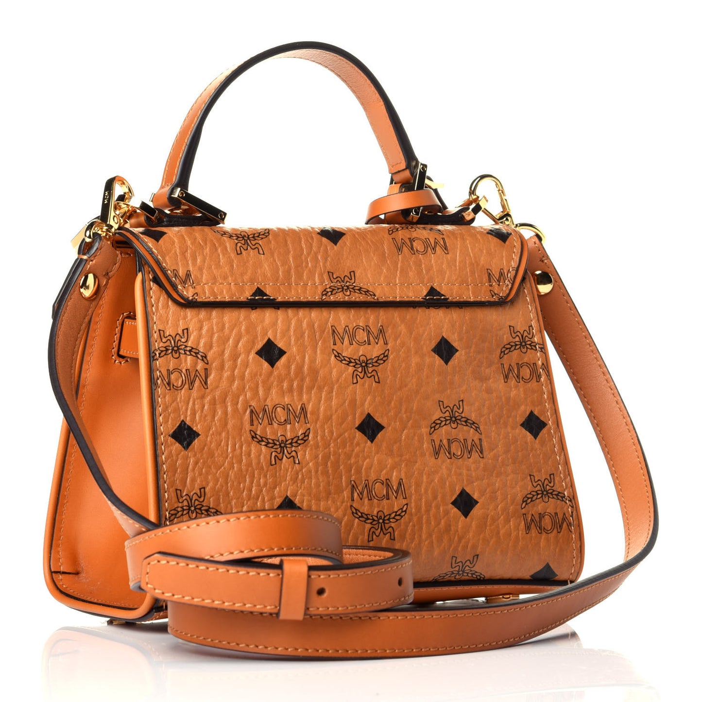 Visetos X-Mini Heritage Top Handle Satchel Cognac