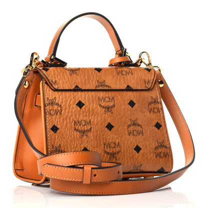 MCM Visetos X-Mini Heritage Top Handle Satchel Cognac 4 of 10